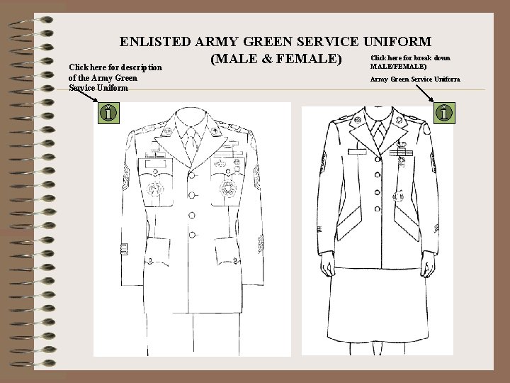 ENLISTED ARMY GREEN SERVICE UNIFORM Click here for break down (MALE & FEMALE) MALE/FEMALE)