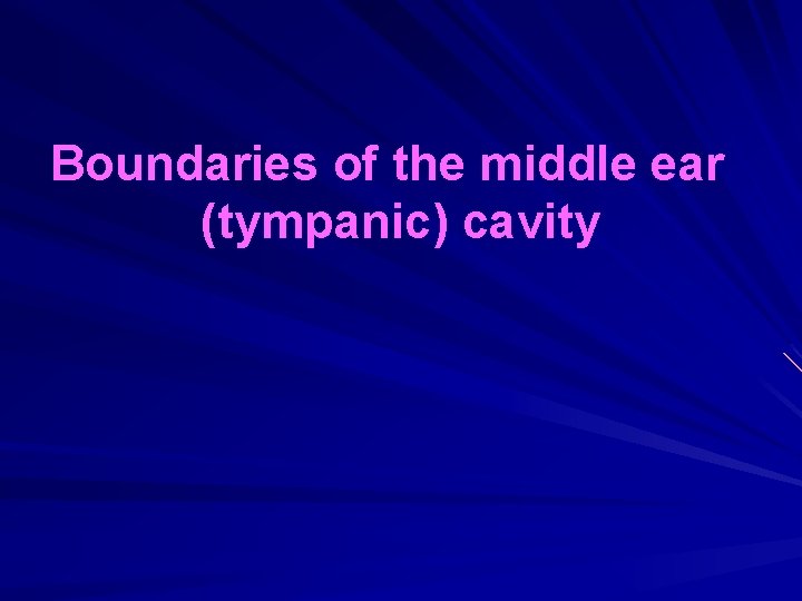 Boundaries of the middle ear (tympanic) cavity 