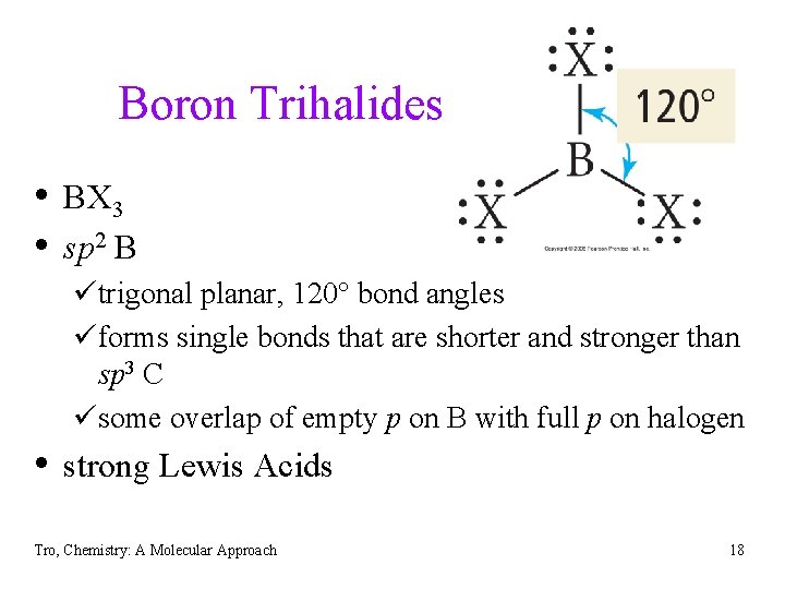 Boron Trihalides • BX 3 • sp 2 B ütrigonal planar, 120 bond angles