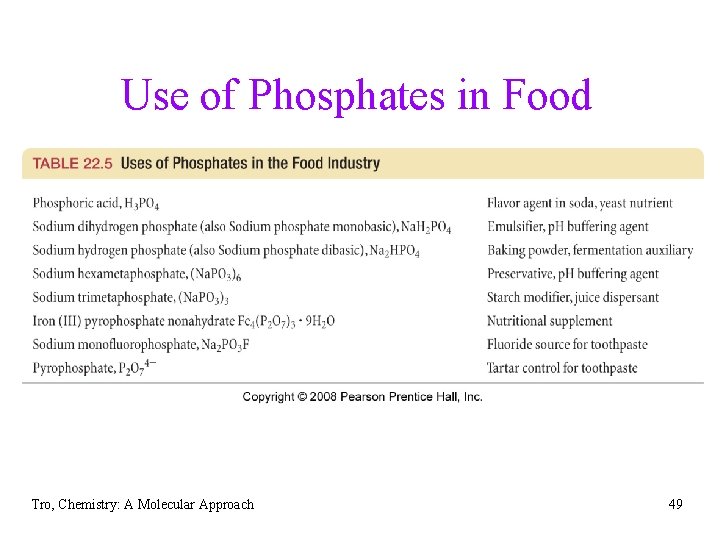 Use of Phosphates in Food Tro, Chemistry: A Molecular Approach 49 