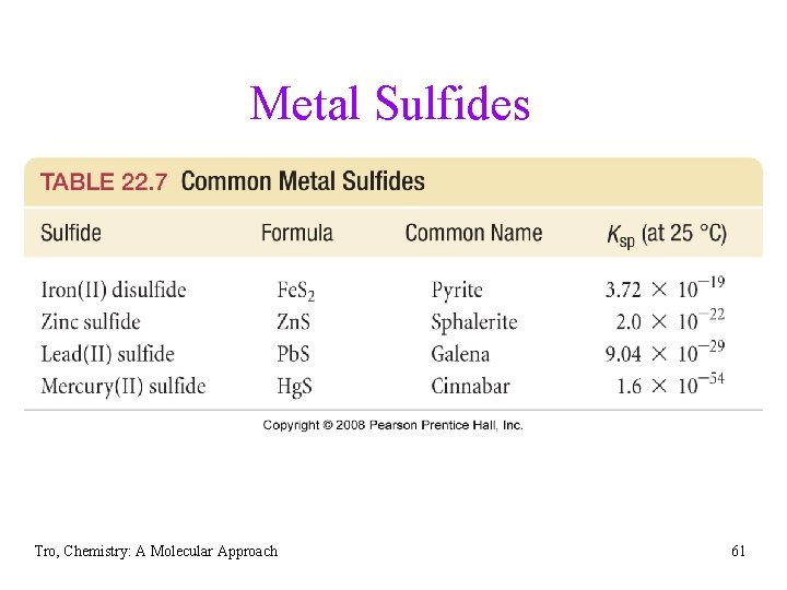 Metal Sulfides Tro, Chemistry: A Molecular Approach 61 