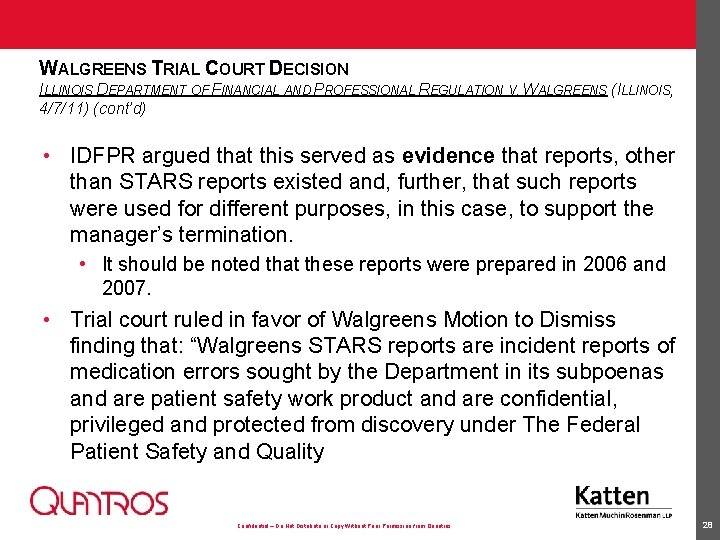 WALGREENS TRIAL COURT DECISION ILLINOIS DEPARTMENT OF FINANCIAL AND PROFESSIONAL REGULATION V. WALGREENS (ILLINOIS,