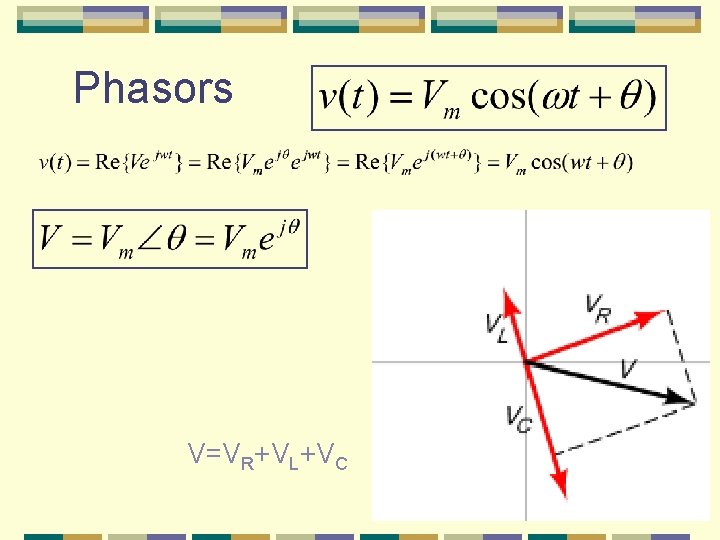 Phasors V=VR+VL+VC 