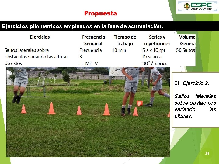 Propuesta Ejercicios pliométricos empleados en la fase de acumulación. 2) Ejercicio 2: Saltos laterales