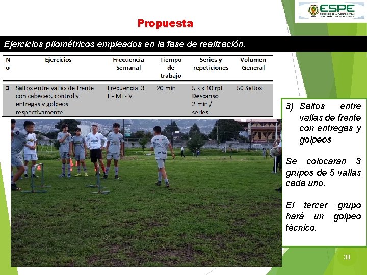 Propuesta Ejercicios pliométricos empleados en la fase de realización. 3) Saltos entre vallas de