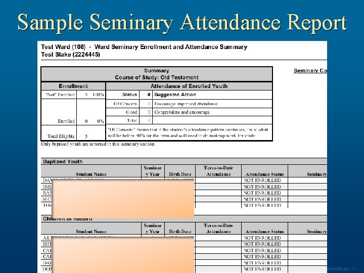 Sample Seminary Attendance Report Template 003. ppt 11 