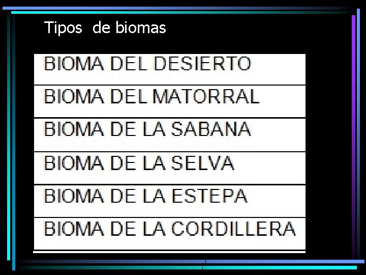 Tipos de biomas 