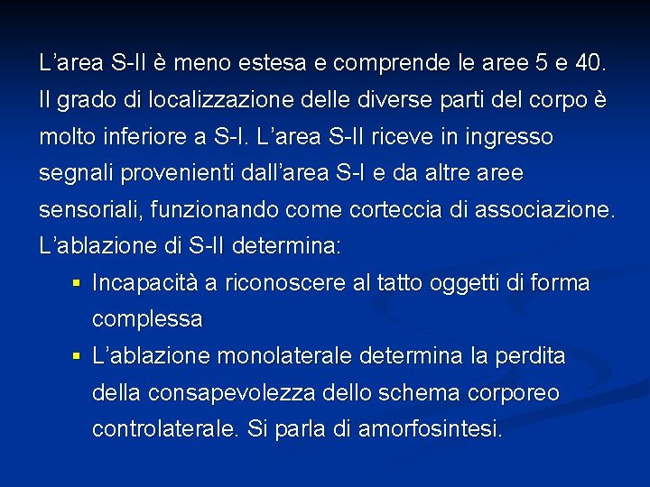 L’area S-II è meno estesa e comprende le aree 5 e 40. Il grado