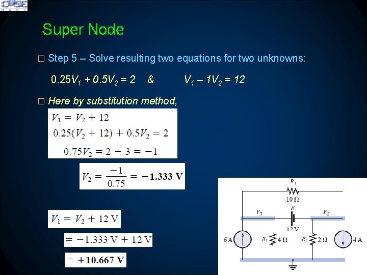 Supernode Examples With Solution Pdf ELECTRIC CIRCUIT ANALYSIS I Chapter 8 Methods of