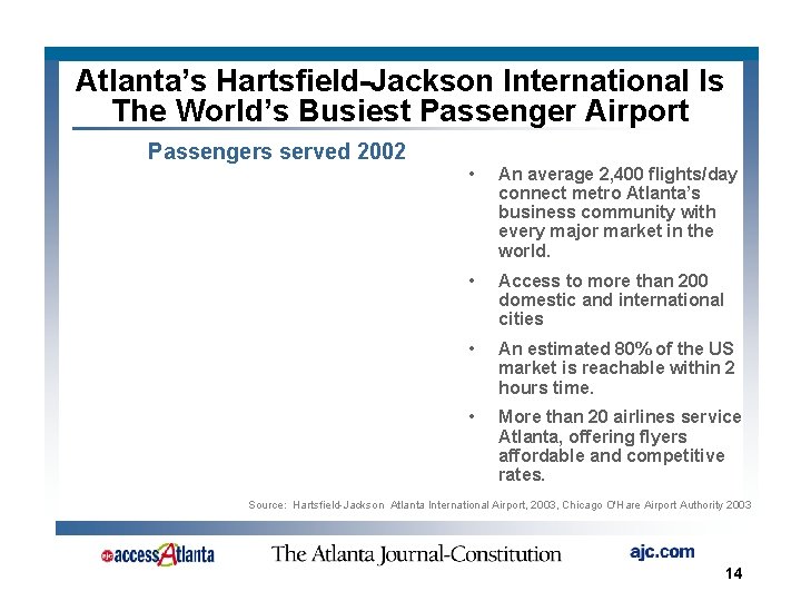 Atlanta’s Hartsfield-Jackson International Is The World’s Busiest Passenger Airport Passengers served 2002 • An