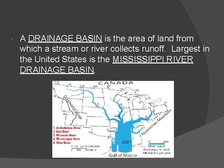 A DRAINAGE BASIN is the area of land from which a stream or A DRAINAGE BASIN is the area of land from which a stream or