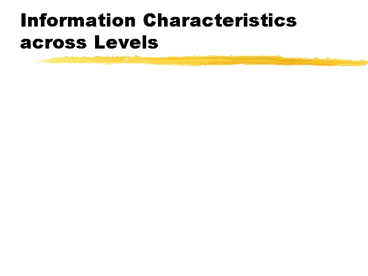 Information Characteristics across Levels 