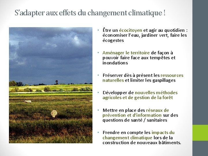 S’adapter aux effets du changement climatique ! • Être un écocitoyen et agir au