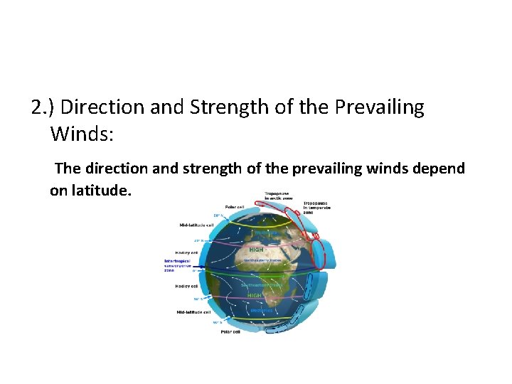 2. ) Direction and Strength of the Prevailing Winds: The direction and strength of