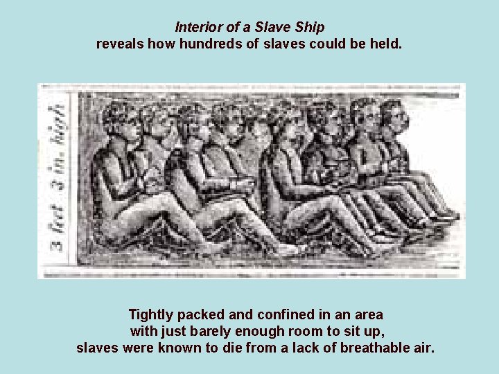 Interior of a Slave Ship reveals how hundreds of slaves could be held. Tightly