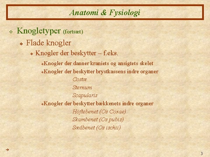 Anatomi & Fysiologi v Knogletyper (fortsæt) v Flade knogler v Knogler der beskytter –