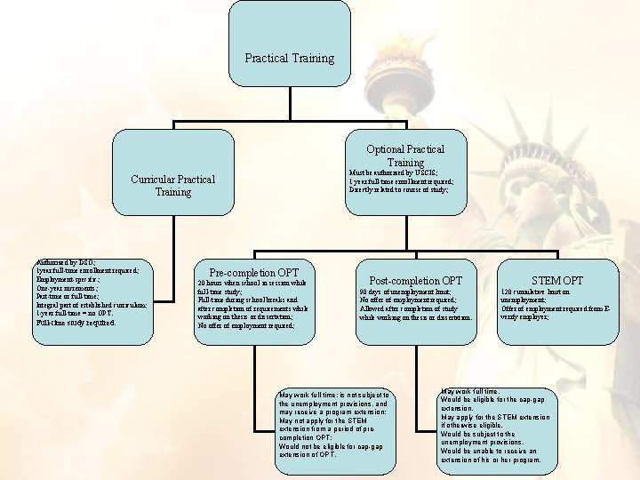 Practical Training Optional Practical Training Must be authorized by USCIS; 1 year full-time enrollment Practical Training Optional Practical Training Must be authorized by USCIS; 1 year full-time enrollment