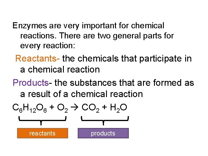 Enzymes are very important for chemical reactions. There are two general parts for every