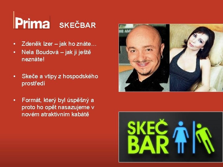 SKEČBAR • • Zdeněk Izer – jak ho znáte… Nela Boudová – jak ji