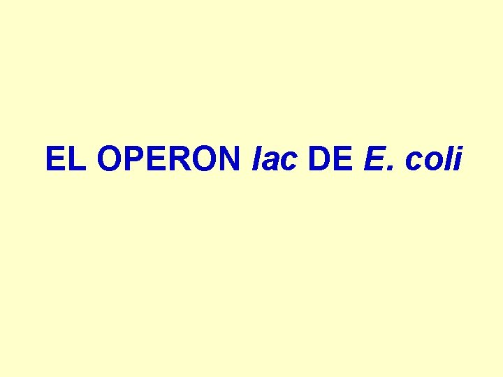 EL OPERON lac DE E. coli 