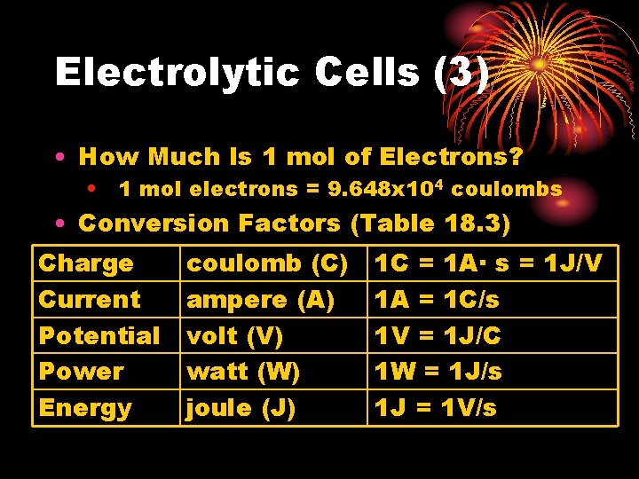 Electrolytic Cells (3) • How Much Is 1 mol of Electrons? • 1 mol Electrolytic Cells (3) • How Much Is 1 mol of Electrons? • 1 mol