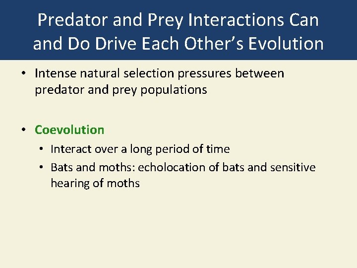 Predator and Prey Interactions Can and Do Drive Each Other’s Evolution • Intense natural