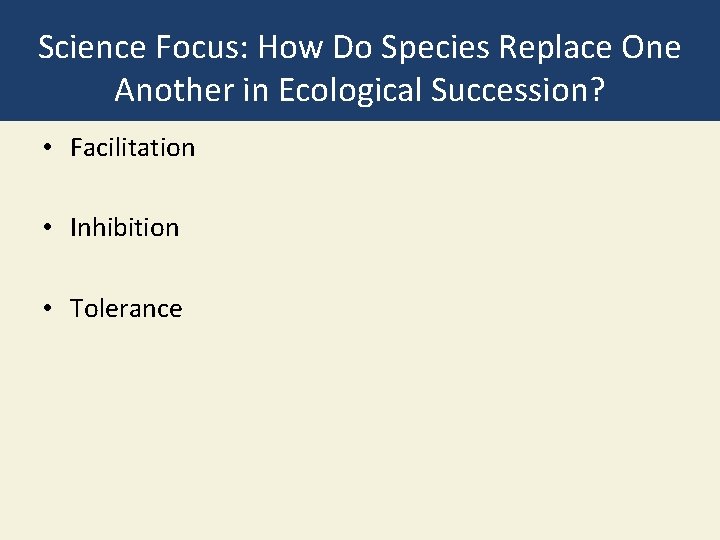 Science Focus: How Do Species Replace One Another in Ecological Succession? • Facilitation •
