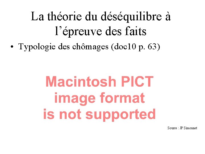 La théorie du déséquilibre à l’épreuve des faits • Typologie des chômages (doc 10 La théorie du déséquilibre à l’épreuve des faits • Typologie des chômages (doc 10