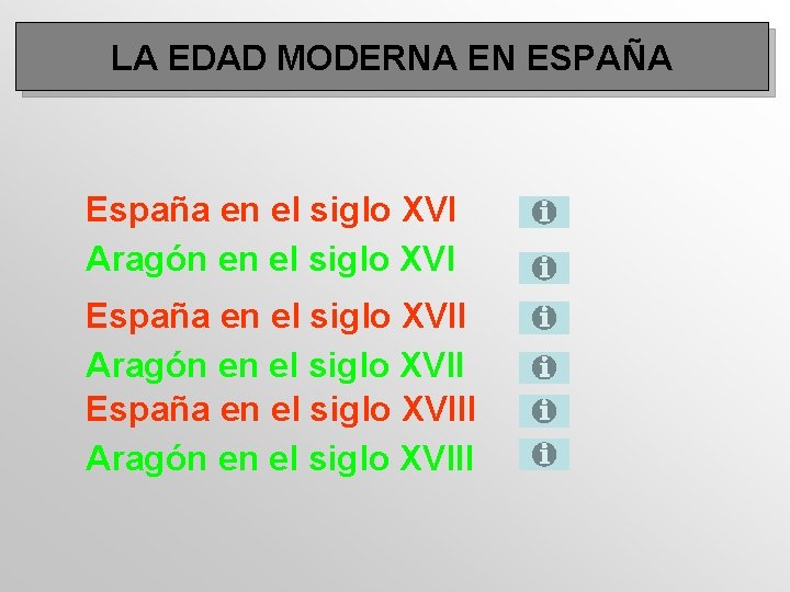 LA EDAD MODERNA EN ESPAÑA España en el siglo XVI Aragón en el siglo