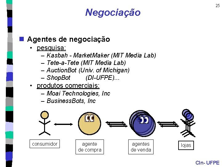 25 Negociação n Agentes de negociação • pesquisa: – – Kasbah - Market. Maker