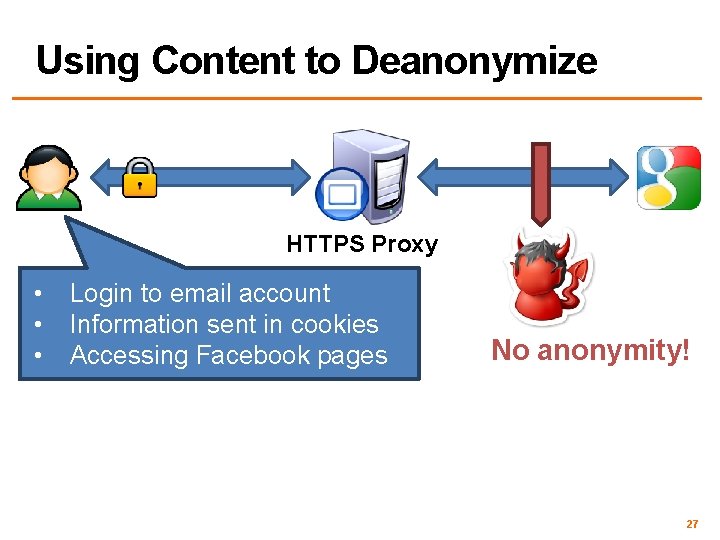 Using Content to Deanonymize HTTPS Proxy • • • Login to email account Information