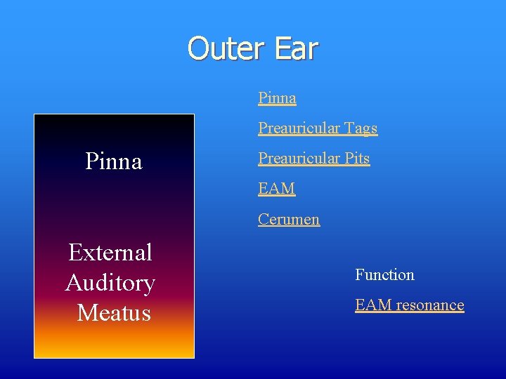 Outer Ear Pinna Preauricular Tags Pinna Preauricular Pits EAM Cerumen External Auditory Meatus Function