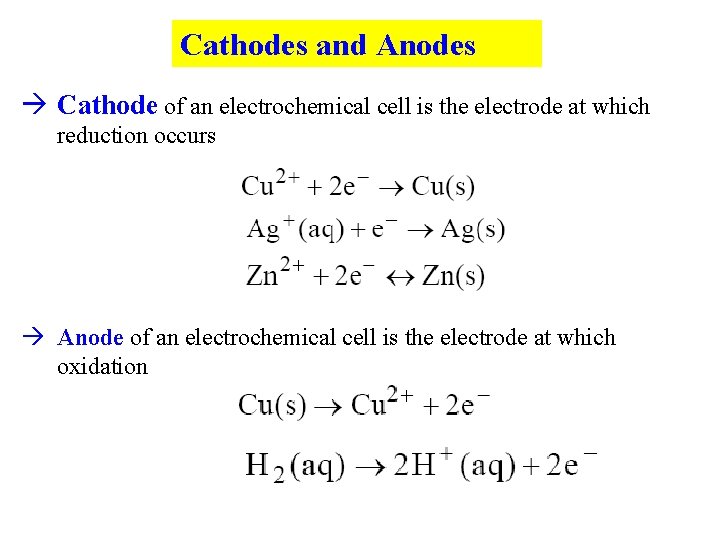 Cathodes and Anodes Cathode of an electrochemical cell is the electrode at which reduction