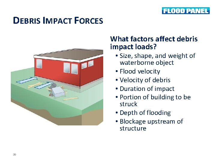 DEBRIS IMPACT FORCES What factors affect debris impact loads? • Size, shape, and weight