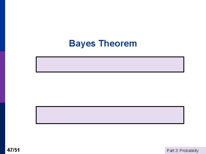 Bayes Theorem 47/51 Part 3: Probability 