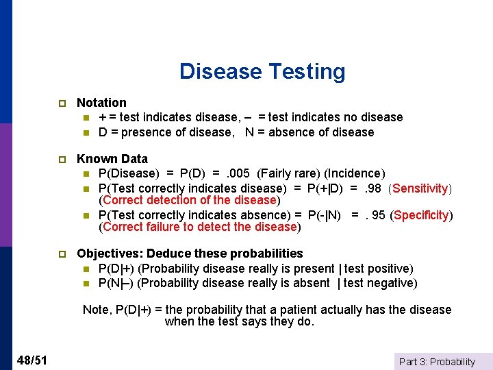 Disease Testing p Notation n + = test indicates disease, – = test indicates