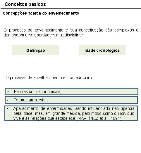Conceitos básicos Concepções acerca do envelhecimento O processo de envelhecimento e sua conceituação são