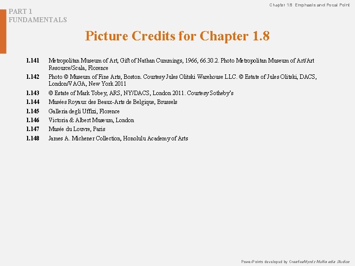 Chapter 1. 8 Emphasis and Focal Point PART 1 FUNDAMENTALS Picture Credits for Chapter