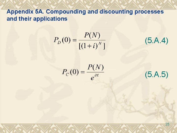 Appendix 5 A. Compounding and discounting processes and their applications (5. A. 4) (5. Appendix 5 A. Compounding and discounting processes and their applications (5. A. 4) (5.