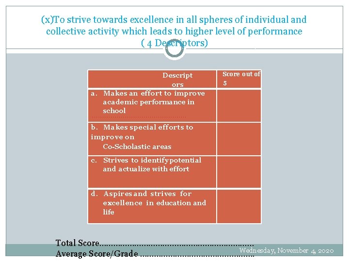 (x)To strive towards excellence in all spheres of individual and collective activity which leads