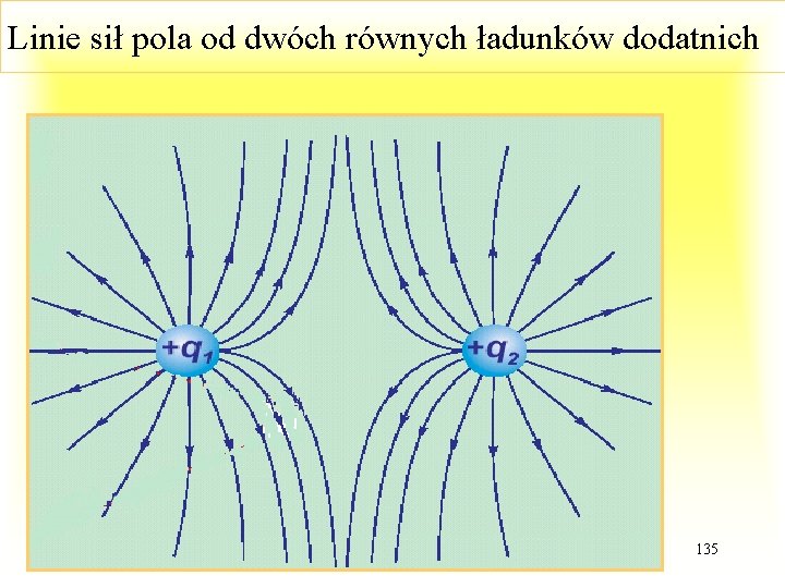 Linie sił pola od dwóch równych ładunków dodatnich Wd. WI 2015 PŁ 135 