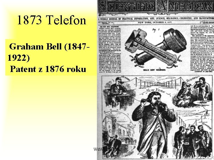 1873 Telefon Graham Bell (1847 - 1922) Patent z 1876 roku Wd. WI 2015