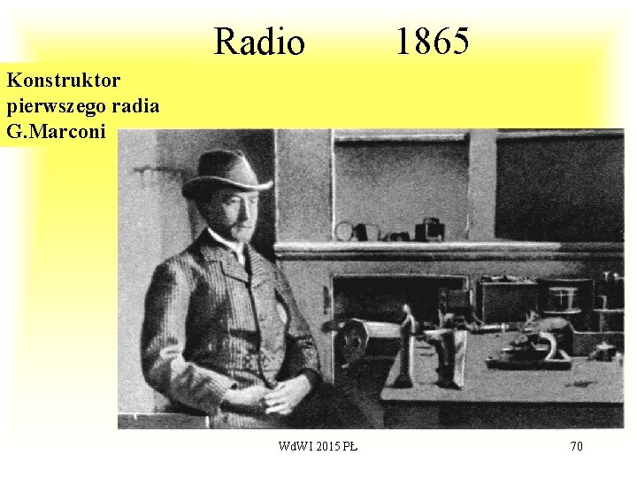 Radio 1865 Konstruktor pierwszego radia G. Marconi Wd. WI 2015 PŁ 70 