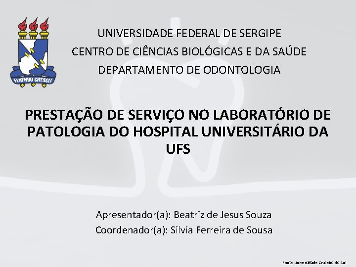 UNIVERSIDADE FEDERAL DE SERGIPE CENTRO DE CIÊNCIAS BIOLÓGICAS E DA SAÚDE DEPARTAMENTO DE ODONTOLOGIA