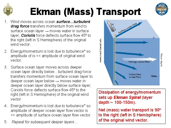 1. Wind moves across ocean surface…turbulent drag force transfers momentum from wind to surface