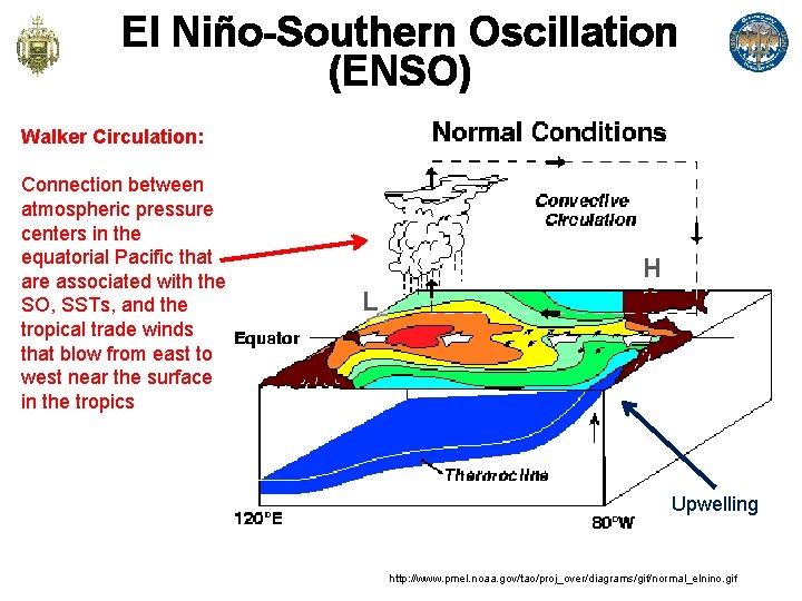 El Niño-Southern Oscillation (ENSO) Walker Circulation: Connection between atmospheric pressure centers in the equatorial