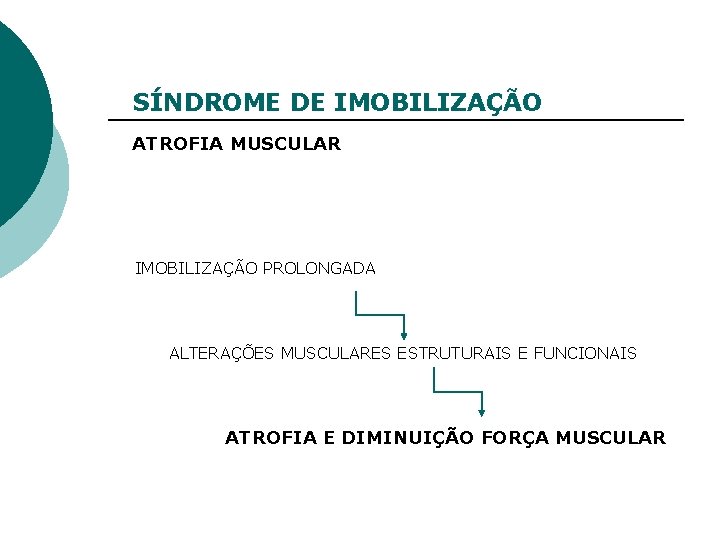SÍNDROME DE IMOBILIZAÇÃO ATROFIA MUSCULAR IMOBILIZAÇÃO PROLONGADA ALTERAÇÕES MUSCULARES ESTRUTURAIS E FUNCIONAIS ATROFIA E