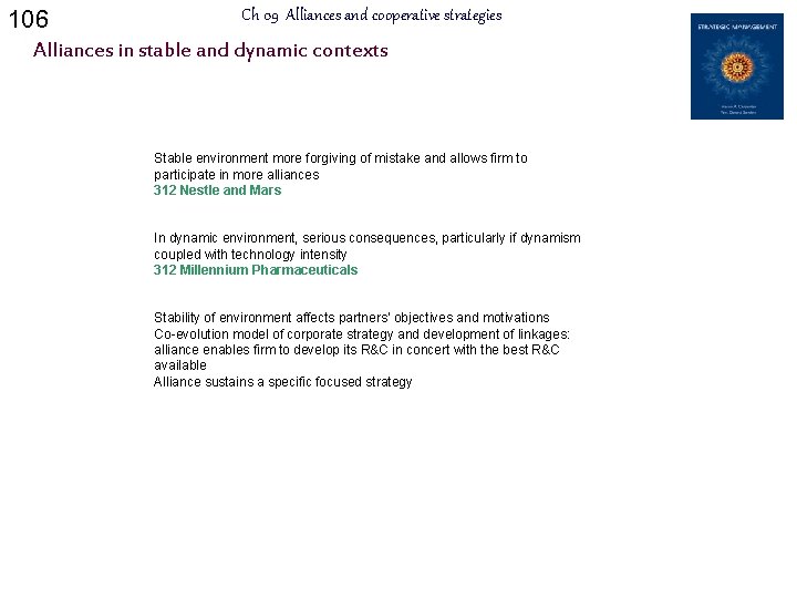 106 Ch 09 Alliances and cooperative strategies Alliances in stable and dynamic contexts Stable