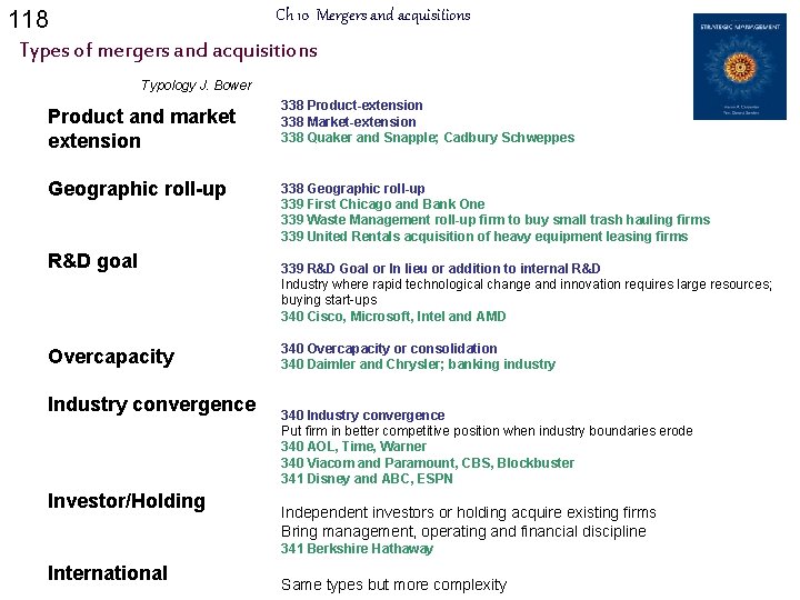 118 Ch 10 Mergers and acquisitions Types of mergers and acquisitions Typology J. Bower