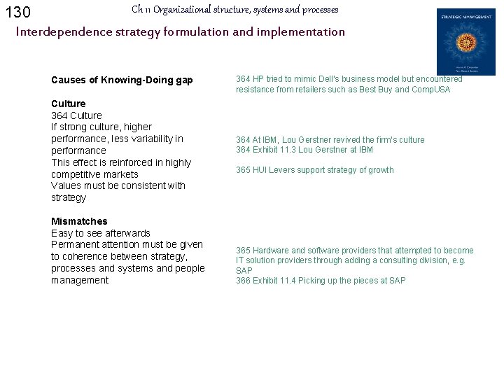 130 Ch 11 Organizational structure, systems and processes Interdependence strategy formulation and implementation Causes